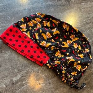 Black and Red Taco Chihuahua Print Women's Bouffant Scrub Hat